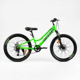 Велосипед Спортивний Corso «OPTIMA» 24" дюйми рама алюмінієва 11'', обладнання Shimano RevoShift 7 швидкістей, зібран на 75% /1/