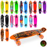 Скейт пенні, 56-14см,алюм.підвіска, кол.ПУ-світло, малюнок, розібр., 10 видів, п/е /10/