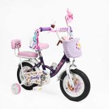 Велосипед 12" дюймів 2-х колісний "Corso" Emily кошик, прикраси, ручне гальмо, дзвіночок, додаткові колеса, ЗІБРАНИЙ НА 75%, в кор.  /1/