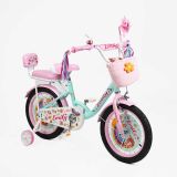 Велосипед 16" дюймів 2-х колісний "Corso" Emily кошик, прикраси, ручне гальмо, дзвіночок, додаткові колеса, ЗІБРАНИЙ НА 75%, в кор. /1/