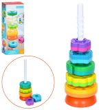 Пірамідка 36см, гвинтова пірамідка, спіральна пірамідка, кільця (текстурні, фрукти, тварини, квітка), в кор-ці, 13,5-36-8см /60/